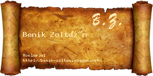Benik Zoltán névjegykártya