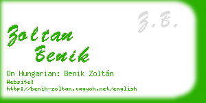 zoltan benik business card